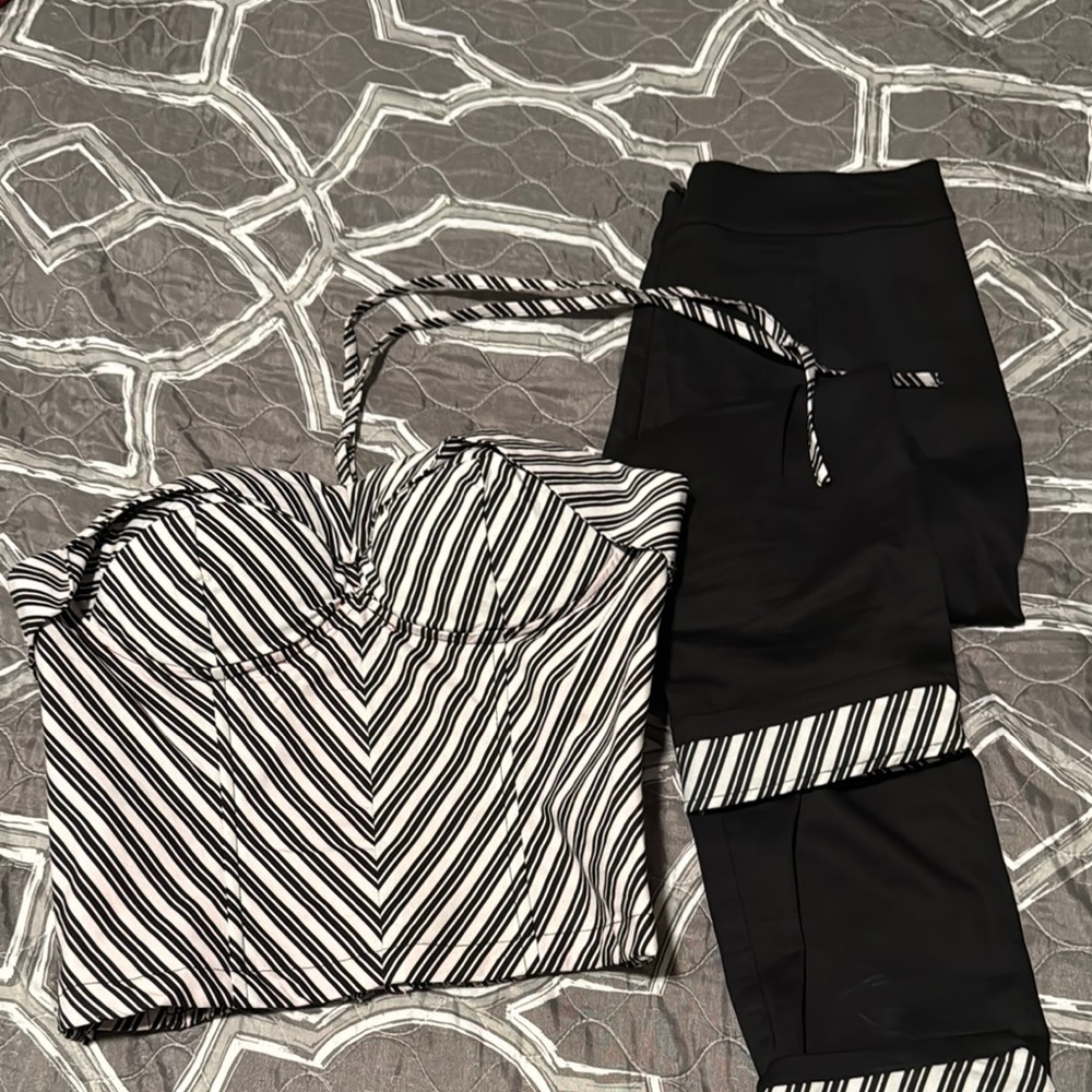 Black and White Chevron Striped Jumpsuit